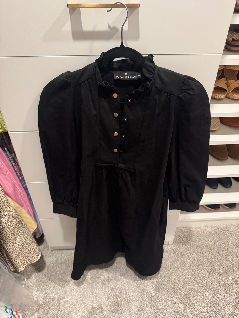 Pomander Place Black Ruffled Puff-Sleeve Tunic - Picture 1 of 1